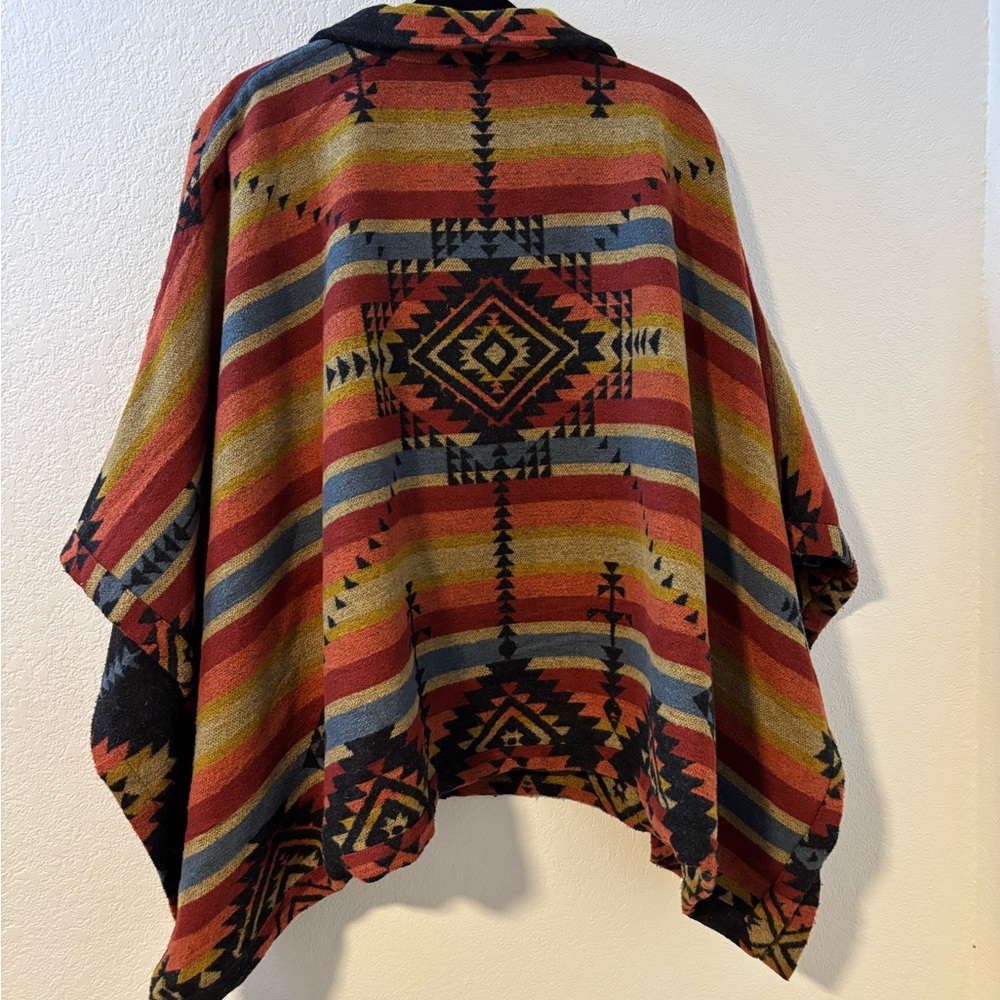 Pendleton Chaparral Wool Aztec Southwestern Reversible Poncho Cape Size OS - Picture 2 of 4